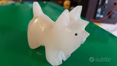 Statuetta in onice bianco Scottish Terrier