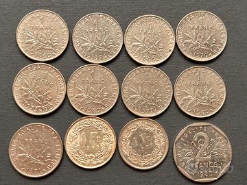 Lotto 12 Monete Miste Francia e Svizzera