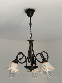 Lampadario ferro battuto