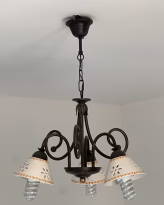 Lampadario ferro battuto