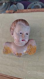 Antica testina di Putto napoletano in terracotta 
