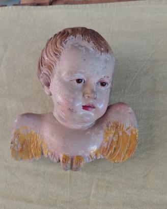 Antica testina di Putto napoletano in terracotta 