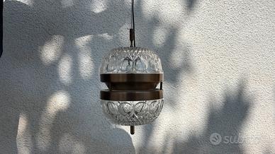 Lampadario vintage anni ’70 in vetro pressato