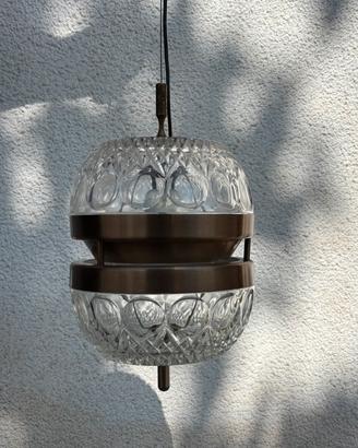 Lampadario vintage anni ’70 in vetro pressato