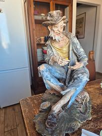 Statua ceramica grande pastore seduto terracotta