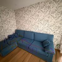 Divano tessuto con chaise longue contenitore