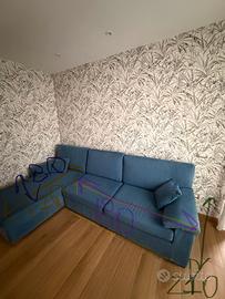 Divano tessuto con chaise longue contenitore