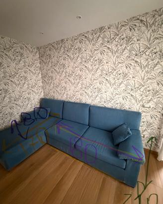 Divano tessuto con chaise longue contenitore