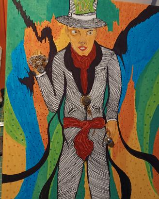 Cappellaio matto acrilico su tela 40x30 steampunk 