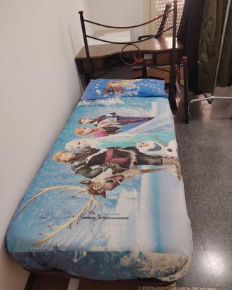 Letto singolo in ferro battuto+rete+materasso