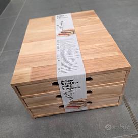 Scatola in Legno con 3 Cassetti - 25x33cm