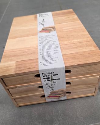 Scatola in Legno con 3 Cassetti - 25x33cm