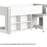 Letto singolo con scrivania estraibile