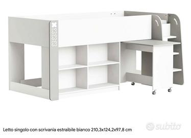 Letto singolo con scrivania estraibile