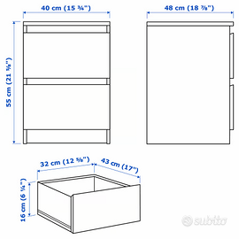 Cassettiera 2 cassetti - Ikea modello MALM