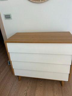 Cassettone moderno 4 cassetti - bianco e legno