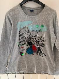 T-shirt grigia a manica lunga Trussardi Jeans