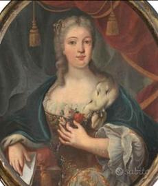Olio su tela ritratto di dama-rococó fine 700
