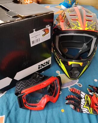 Kit Motocross/Enduro Bambino - Casco iXS + Mascher
