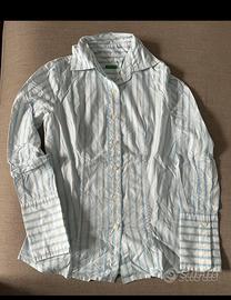 Camicia bianca a righe azzurre BENETTON donna