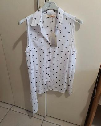 Camicia donna smanicata a pois della PDK
