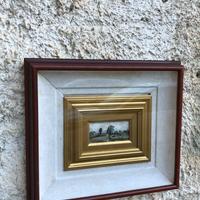 Quadro -Paesaggio- dipinto a tempera su cartoncino
