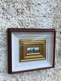 Quadro -Paesaggio- dipinto a tempera su cartoncino