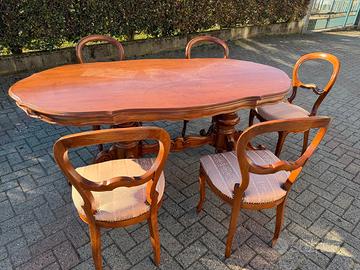 Tavolo e 6 sedie eleganti stile Luigi XV 