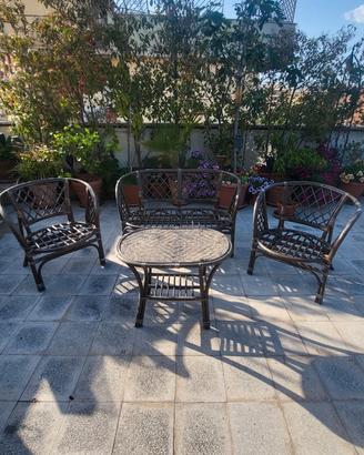 Set relax giardino esterno rattan divano poltrone