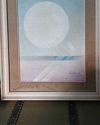 quadro disegnato su legno firmato