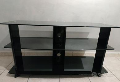 Carrello porta tv su ruote in vetro