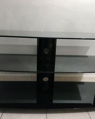 Carrello porta tv su ruote in vetro