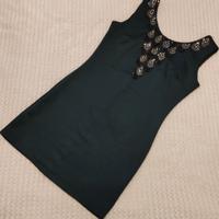 Abito tubino  aderente verde con paillettes 