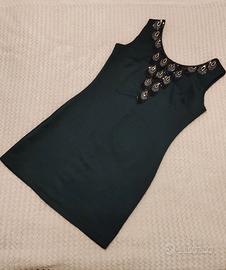 Abito tubino  aderente verde con paillettes 