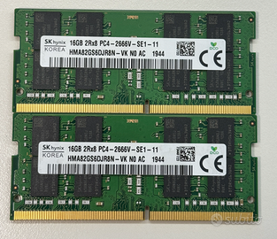RAM laptop DDR4 SODIMM 2x16 GB 2666MHz - TOT 32GB