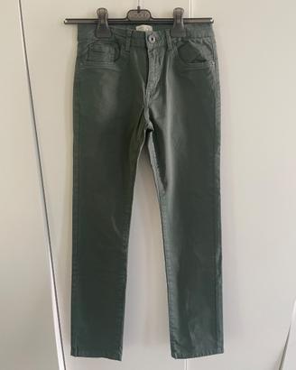 Pantalone, cinque tasche, color oliva, 10-11 anni