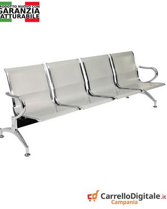 Sedie da attesa in acciaio – NUOVE – 4 posti