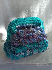 Clutch uncinetto di jeans borsa fatta a mano 