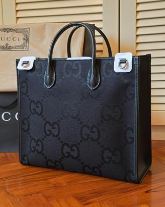 Borsa GUCCI Jumbo GG Canvas Tote Bag Black