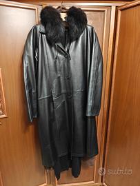 giacca donna in pelle con collo in pelliccia