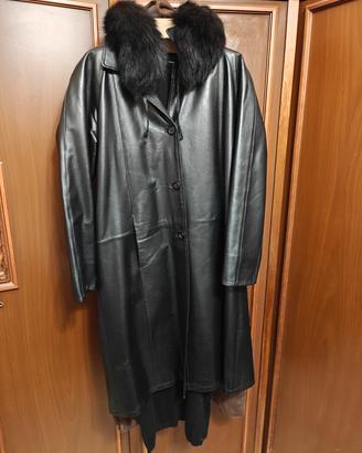 giacca donna in pelle con collo in pelliccia