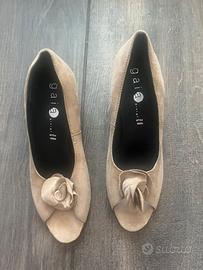 Décolleté open toe Gaia Vera Pelle beige tortora