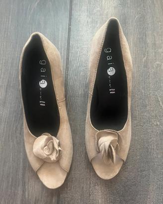 Décolleté open toe Gaia Vera Pelle beige tortora