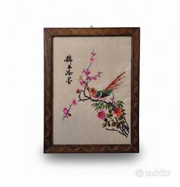 Quadro Vintage: Ricamo Cinese su Seta