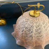 Lampadario in vetro rosa