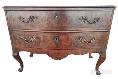 Cassettone Luigi XV lombardo 2 cassetti noce