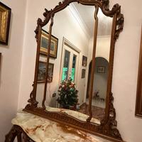 Consolle antica in legno e onice