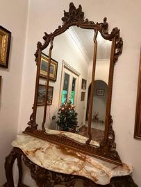 Consolle antica in legno e onice