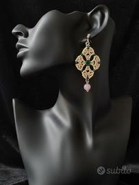 Orecchini Artigianali floreali Giada Vintage