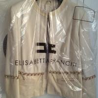 ELISABETTA FRANCHI. Giacca in pelle chiara